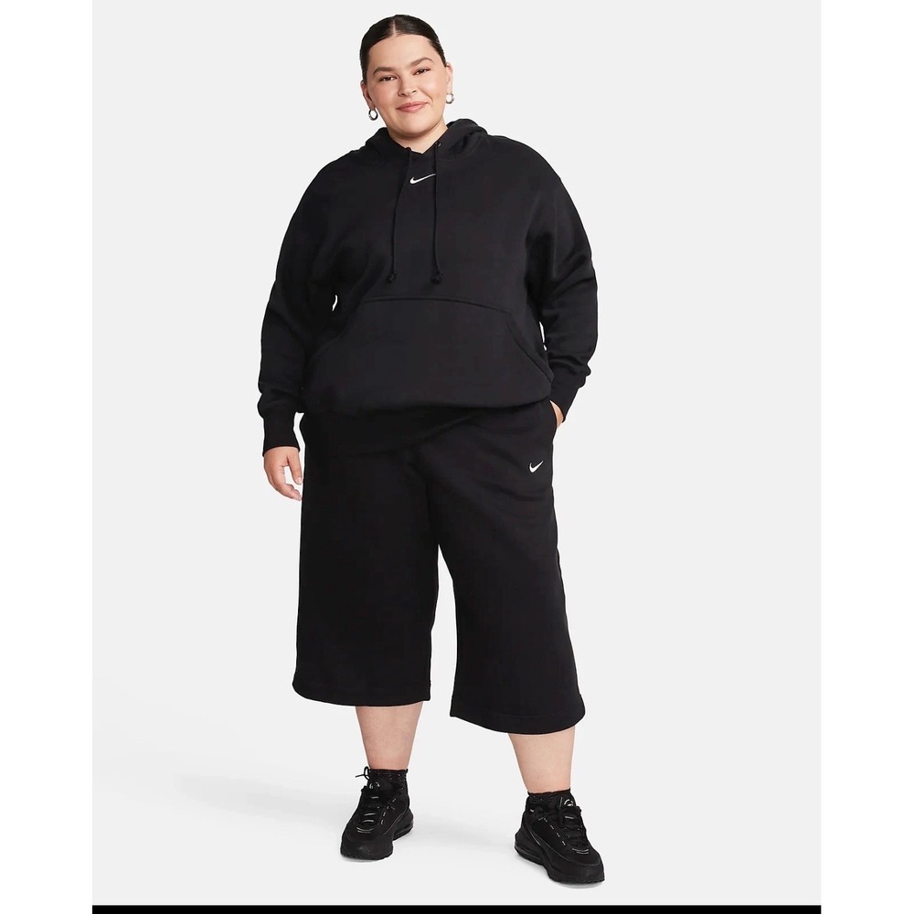 Nike Women's Phoenix Fleece‎ High Waisted Cropped Sweatpants Black Sz 1X